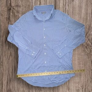 Peter Millar Shirt Mens 100% Cotton XL Blue White Gingham Plaid